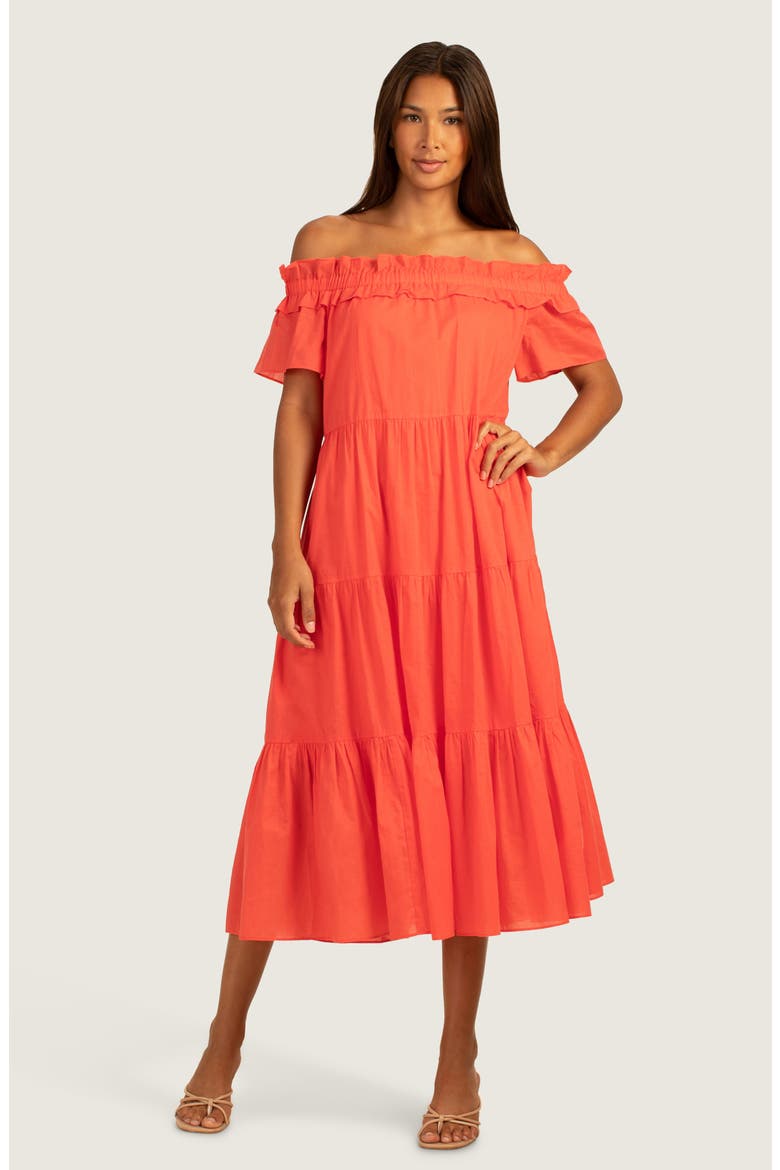 Cattleya 2 Tiered Off-the-Shoulder Dress, Alternate, color, SLUSHIE