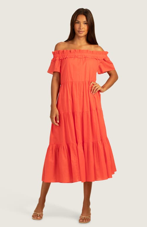 Trina Turk Cattleya 2 Tiered Off-the-shoulder Dress In Slushie