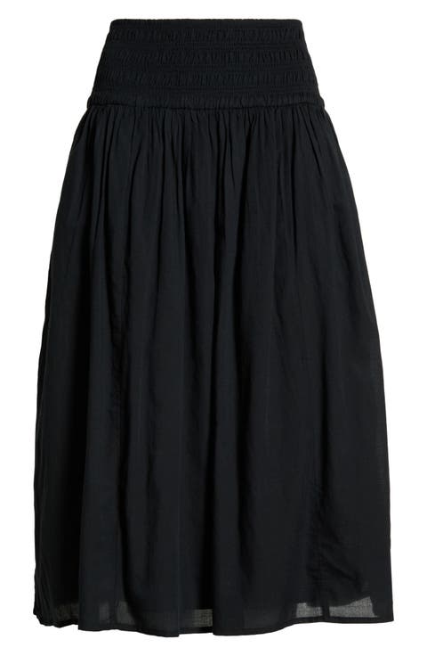 Smock Waist Midi Skirt