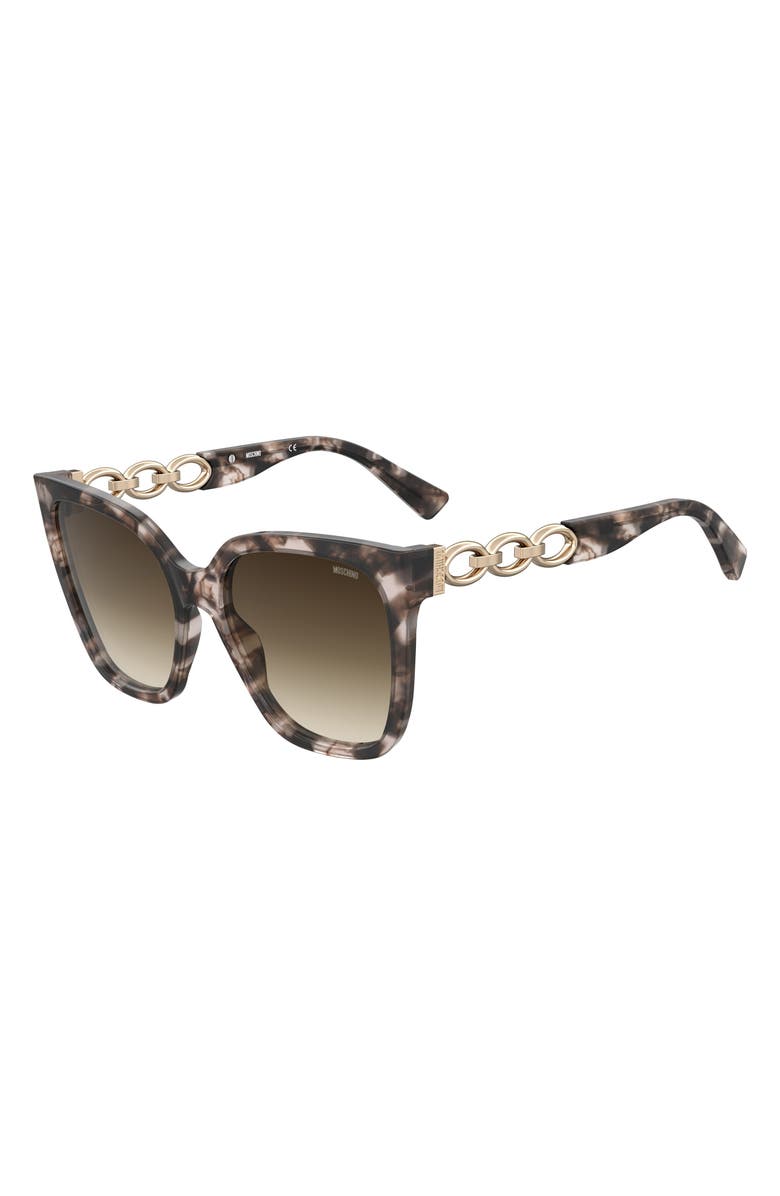 Moschino 55mm Gradient Cat Eye Sunglasses, Alternate, color, Pink Havana