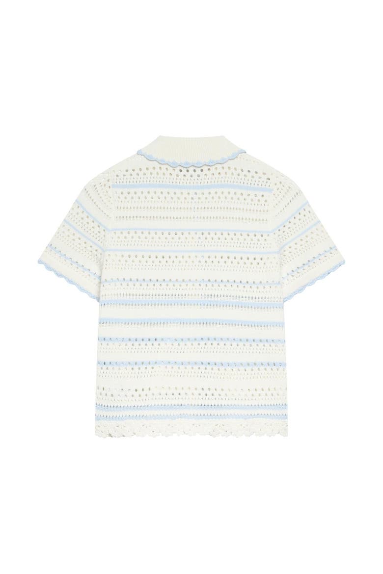 Cotton Blend Stripe Crochet Top, Alternate, color, Ivory