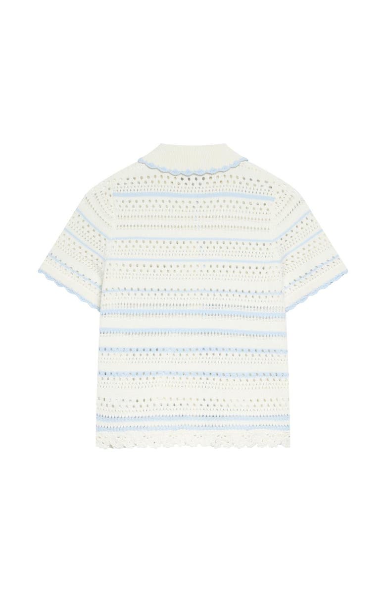 MINT VELVET Cotton Blend Stripe Crochet Top, Alternate, color, Ivory