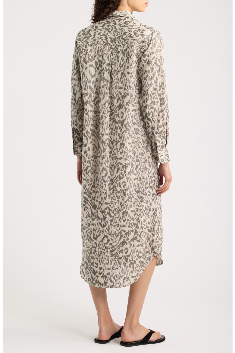 Rory Linen Maxi Shirtdress, Alternate, color, GLITTER ANIMAL PRINT