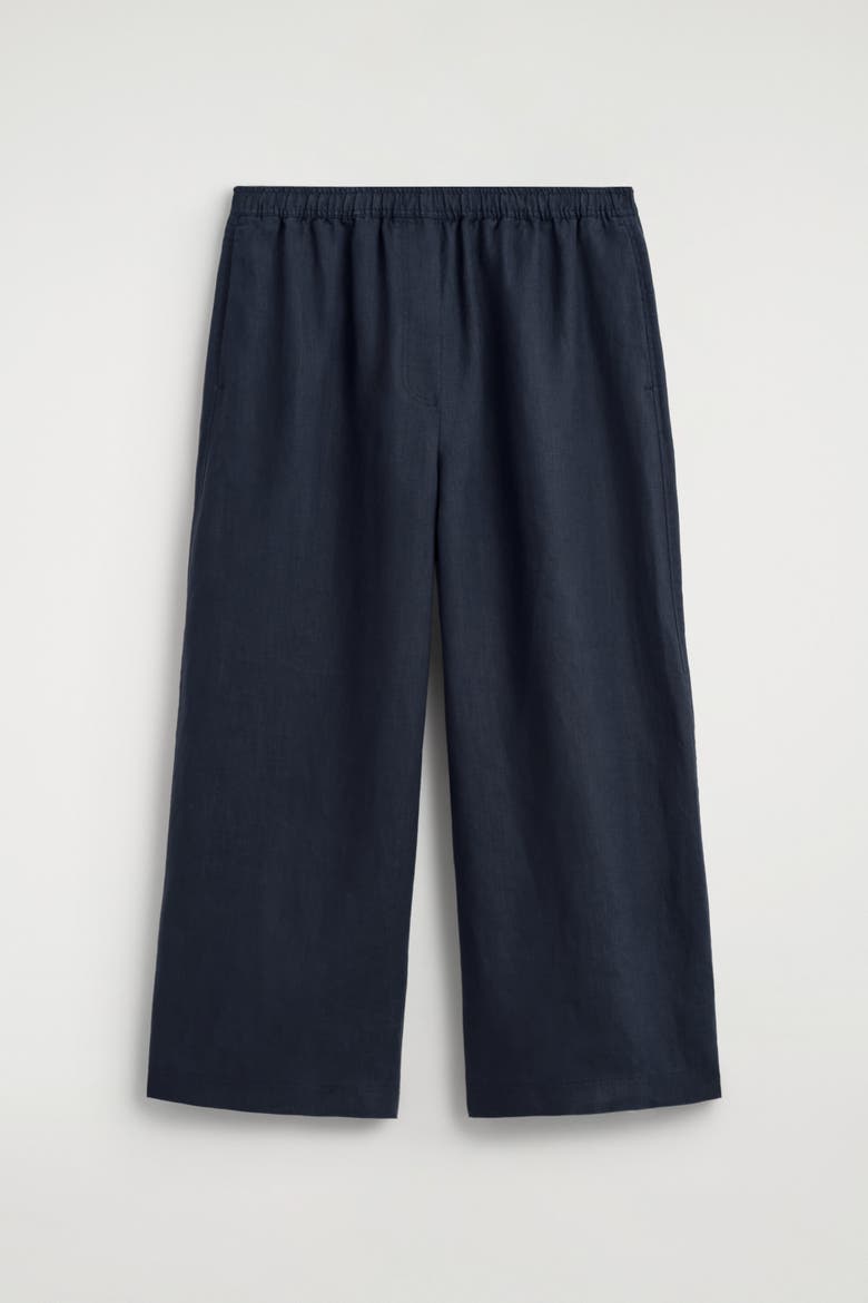 Linen Culottes, Alternate, color, NAVY