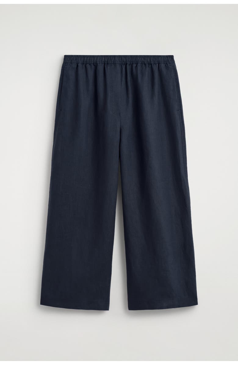 COS Linen Culottes, Alternate, color, Navy