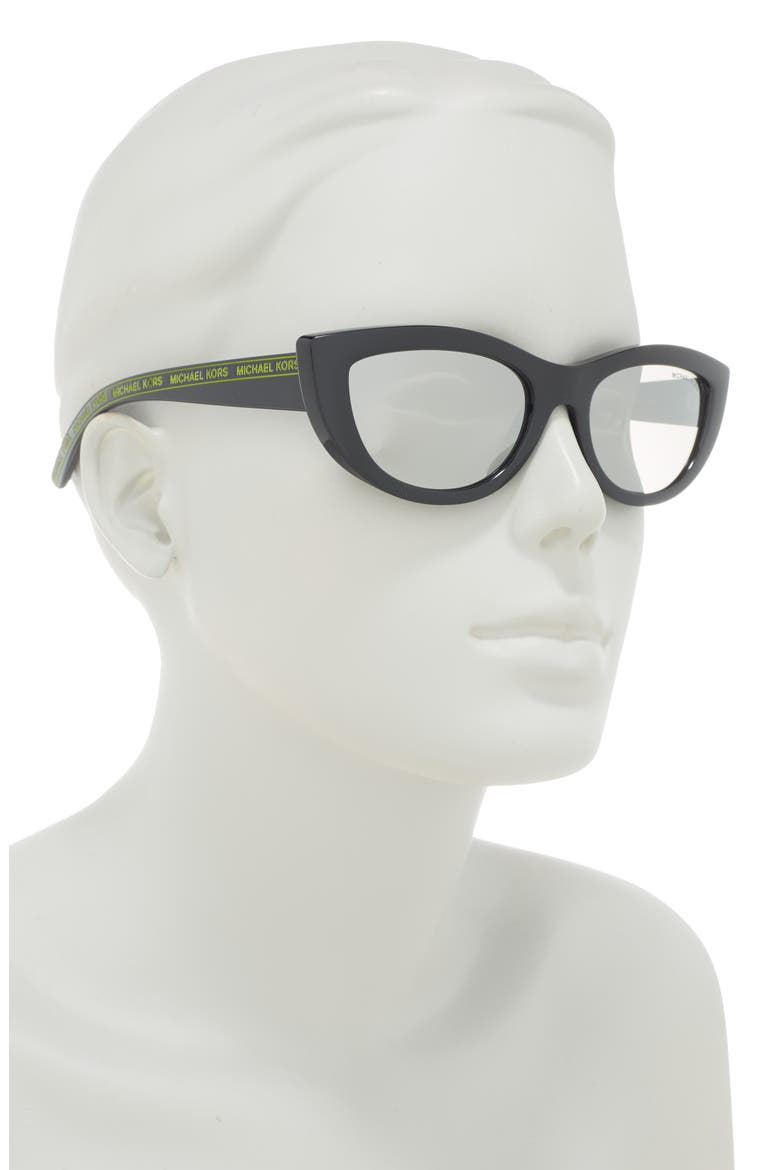 54mm Cat Eye Sunglasses, Alternate, color, BLACK / SILVER MIRROR