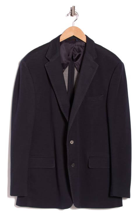 Navy Solid Cotton Blend Sport Coat (Short, Regular, Long & Big)