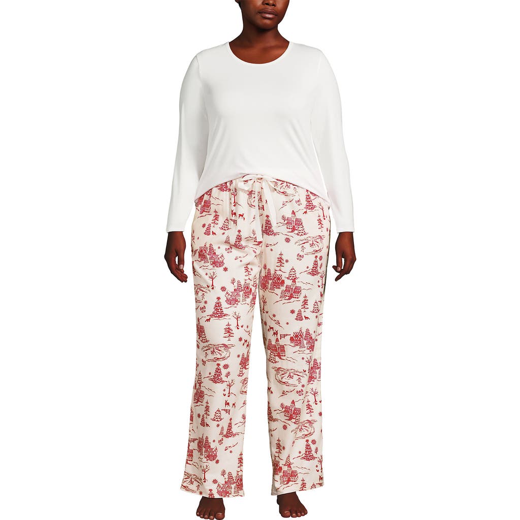 Lands' End Plus Size Pajama Gift Set In Red
