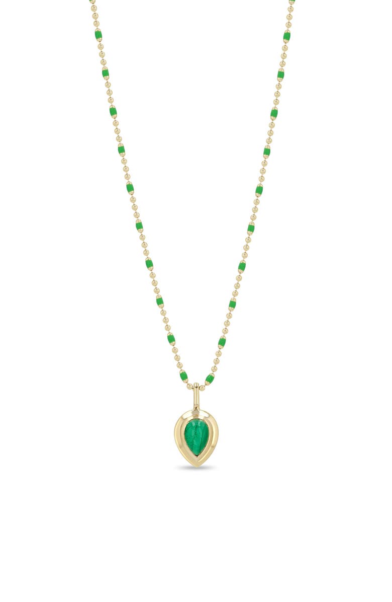 Zoë Chicco 14K Yellow Gold Malachite Teardrop Necklace, Main, color, 14K Yellow Gold