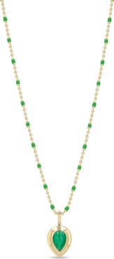 Zoë Chicco 14K Yellow Gold Malachite Teardrop Necklace