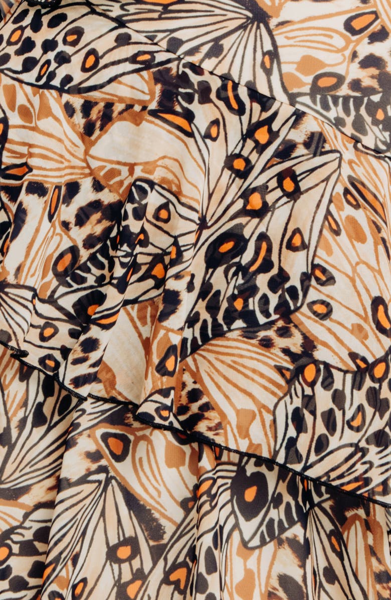 Torn by Ronny Kobo Alicia Floral Print High/Low Dress, Alternate, color, Neutral Butterfly