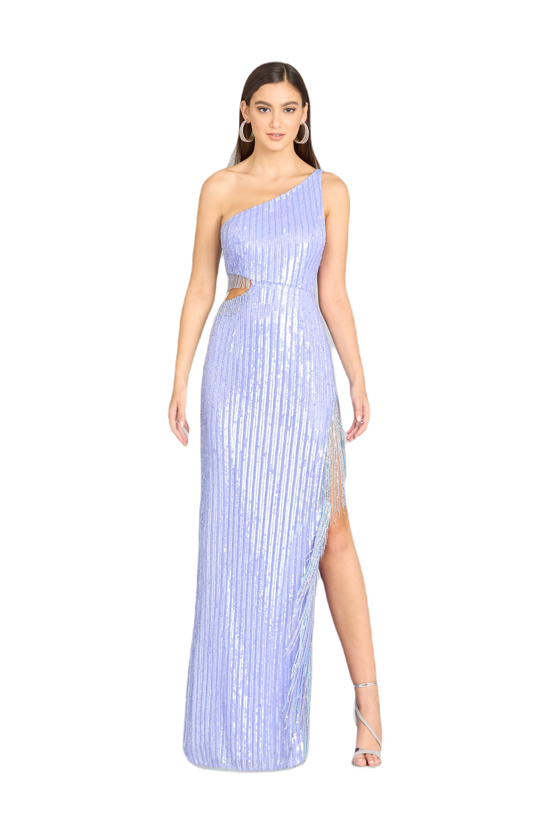 LARA New York Wendy Beaded Fringe Gown, Main, color, Blueiris