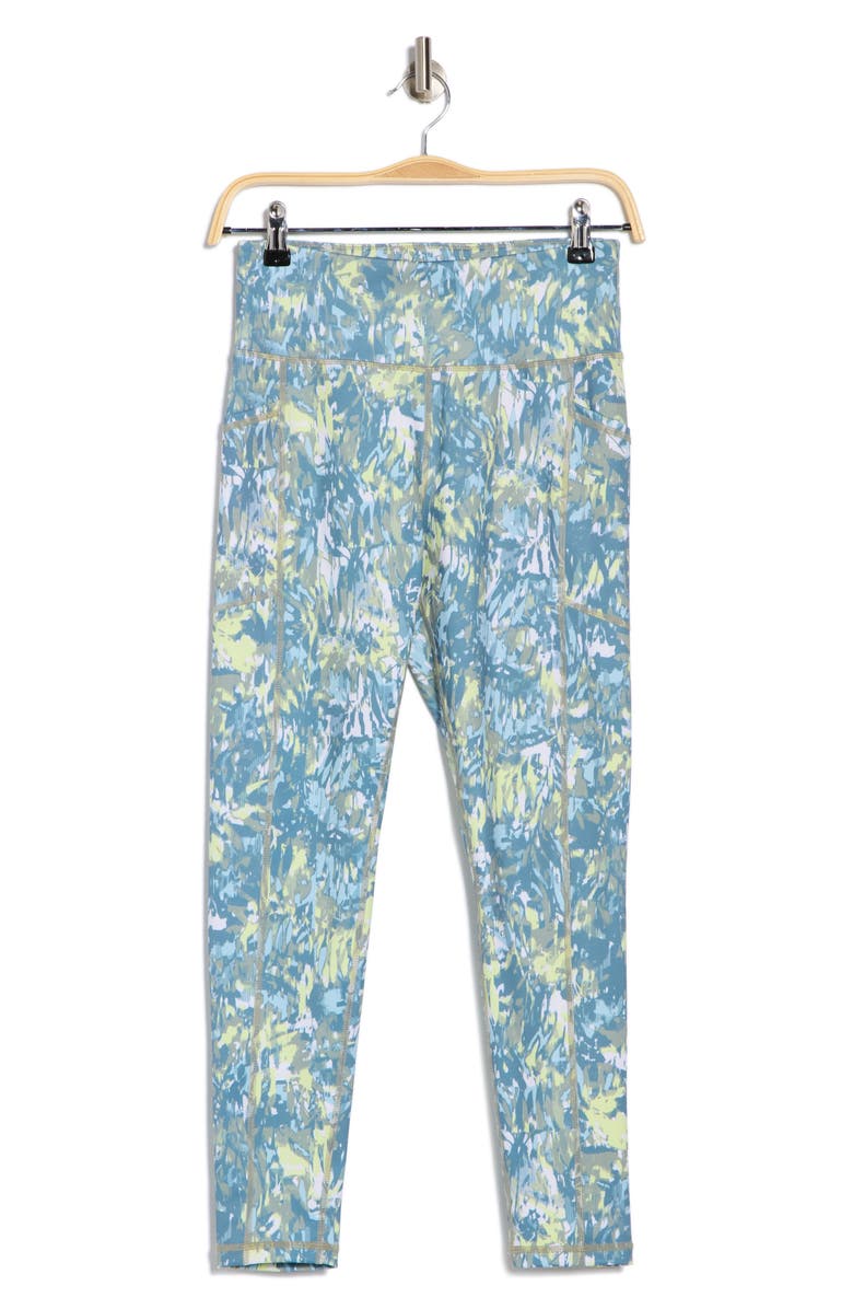 DKNY Elevate Interlock High Waist 7/8 Leggings, Alternate, color, Palms Blue Fog