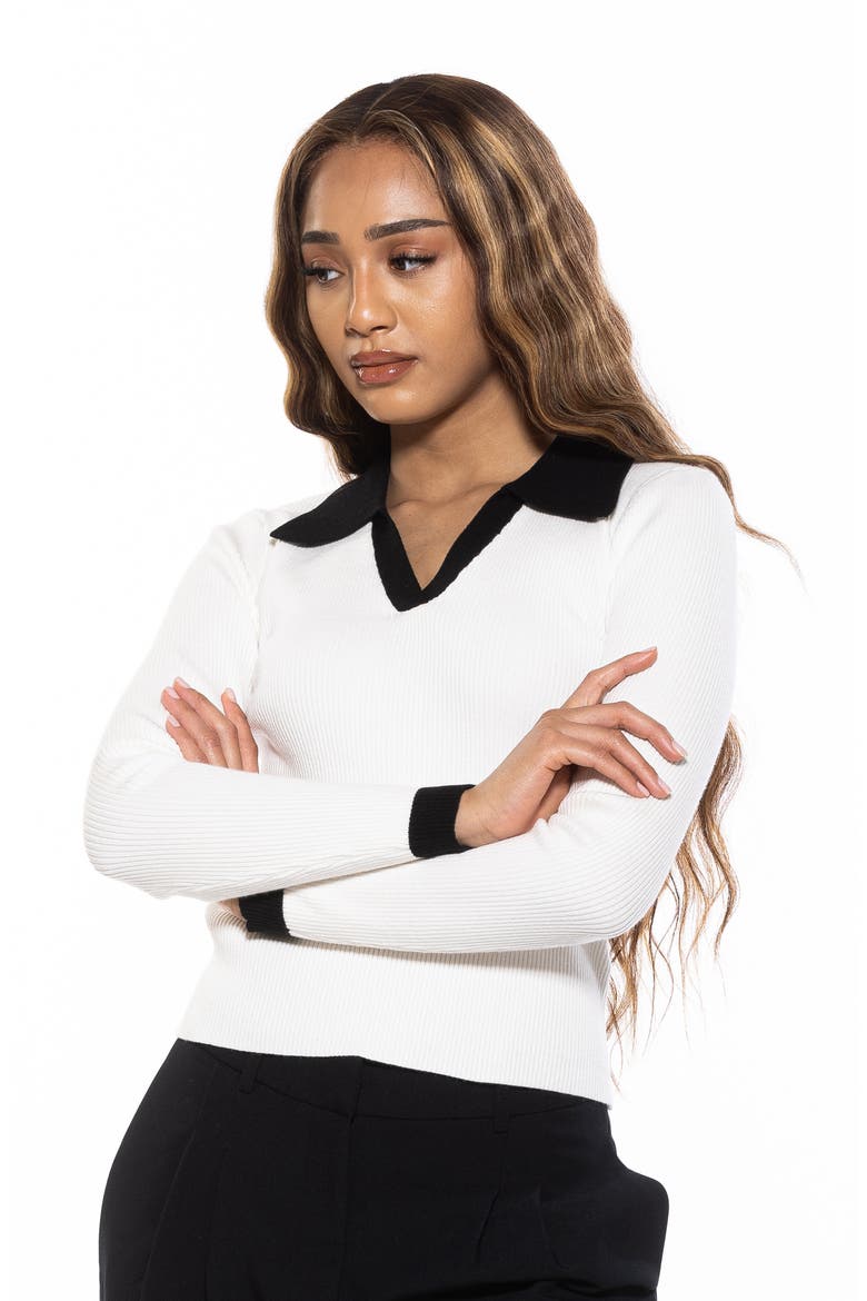 Collar Knit Top, Alternate, color, IVORY