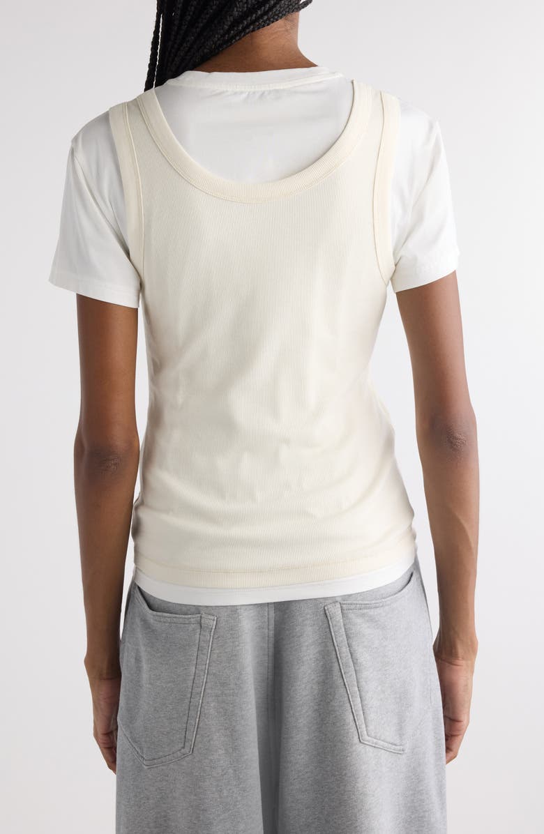 Acne Studios Ecleo Layered Stretch Cotton T-Shirt, Alternate, color, Off White