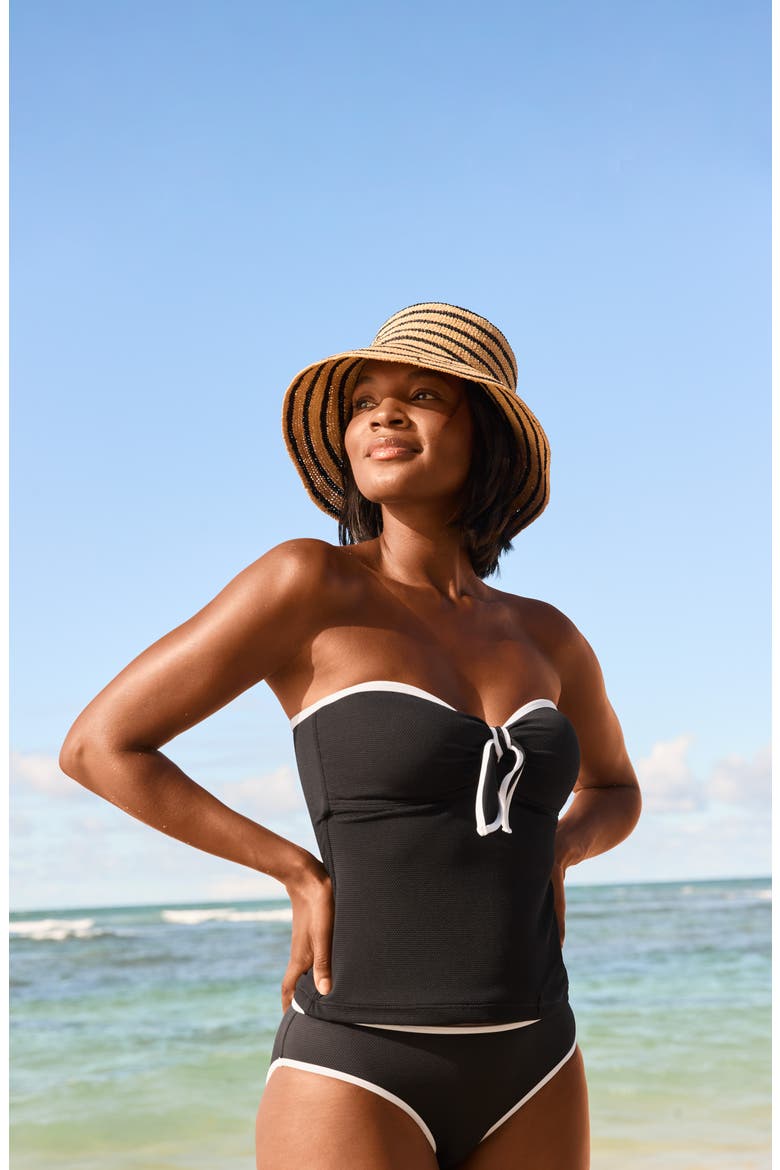 Island Cays Cabbana Piqué UPF 50+ Tankini Top, Alternate, color, BLACK