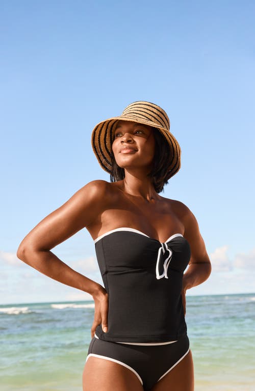 Tommy Bahama Island Cays Cabbana Piqué Upf 50+ Tankini Top In Black