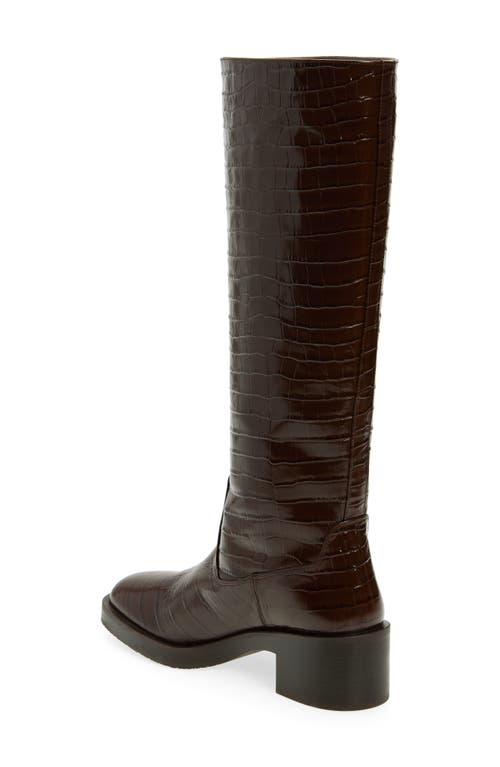 Stuart Weitzman Celia Riding Boot Knee-high In Walnut Dress Croc