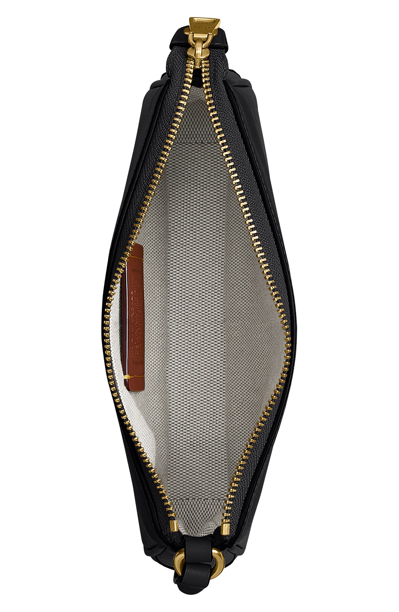 COACH Plaza 18 Natural Grain Leather Shoulder Bag, Alternate, color, Black