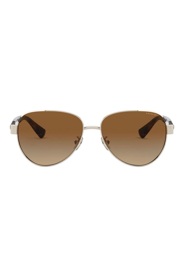 57mm Gradient Aviator Sunglasses, Main, color, SHINY GOLD/ BROWN
