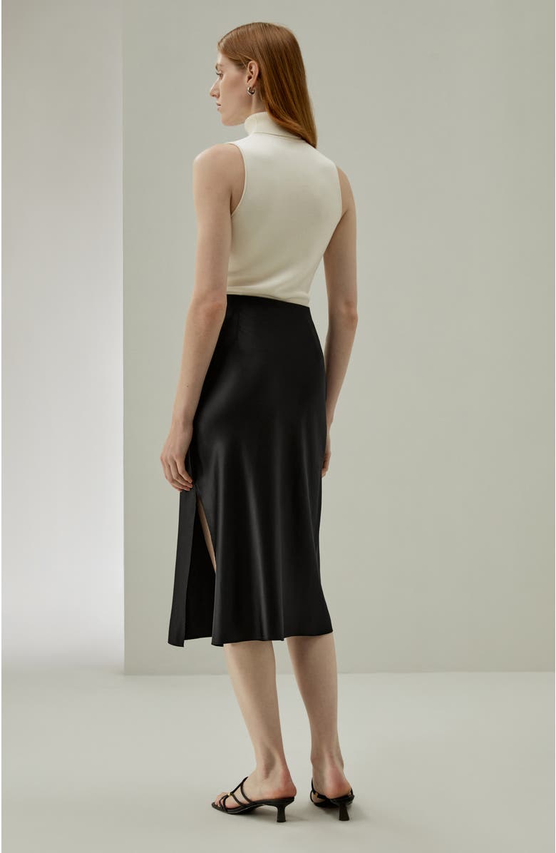 Lilysilk Minimalist Aesthetic Silk Poppy Skirt, Alternate, color, Black