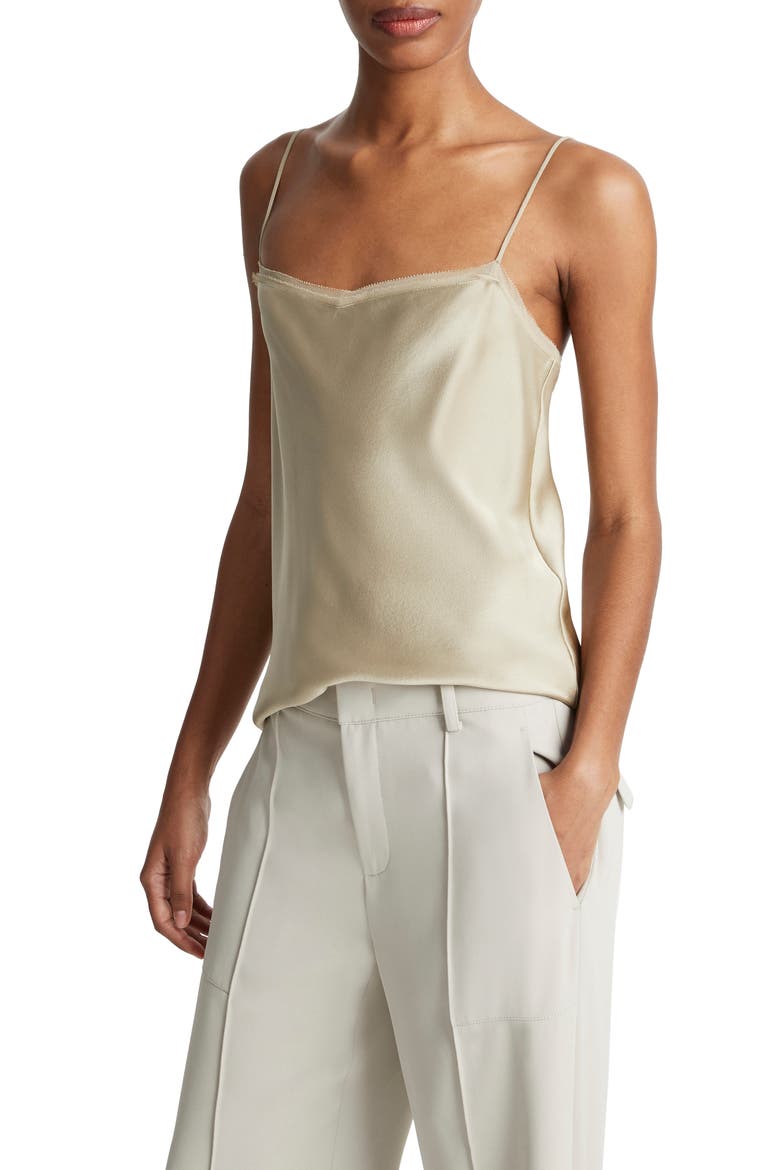 Chiffon Trim Satin Camisole, Alternate, color, SEPIA