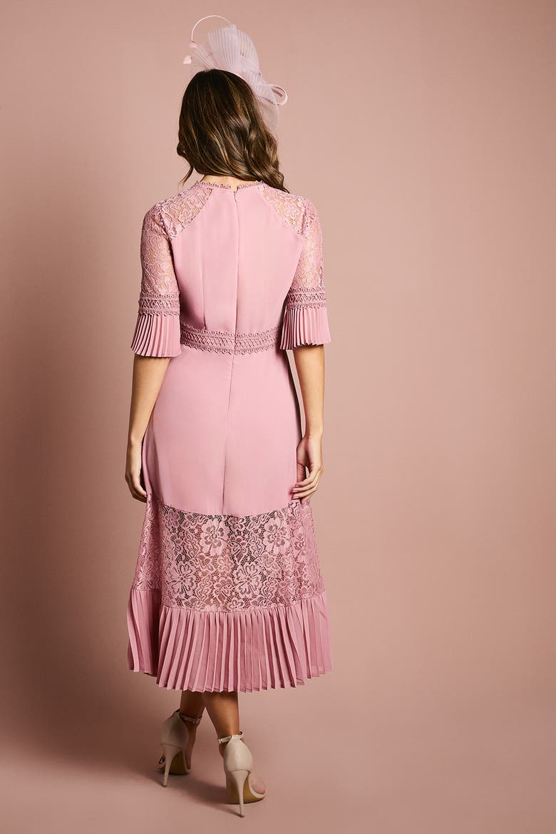 Lace Insert Midi Dress, Alternate, color, Antique Rose
