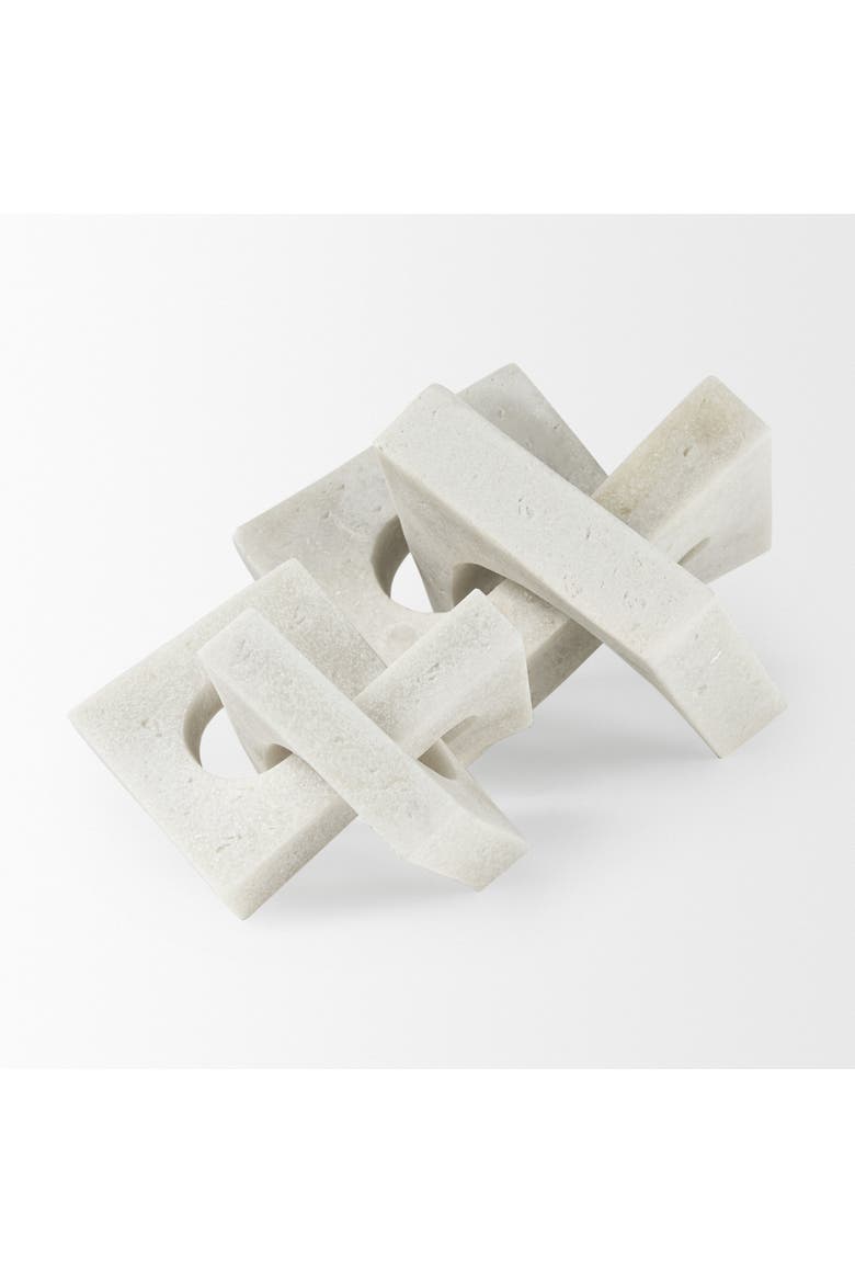 Linx Granite Resin Sculpture Decorative Object, Alternate, color, White