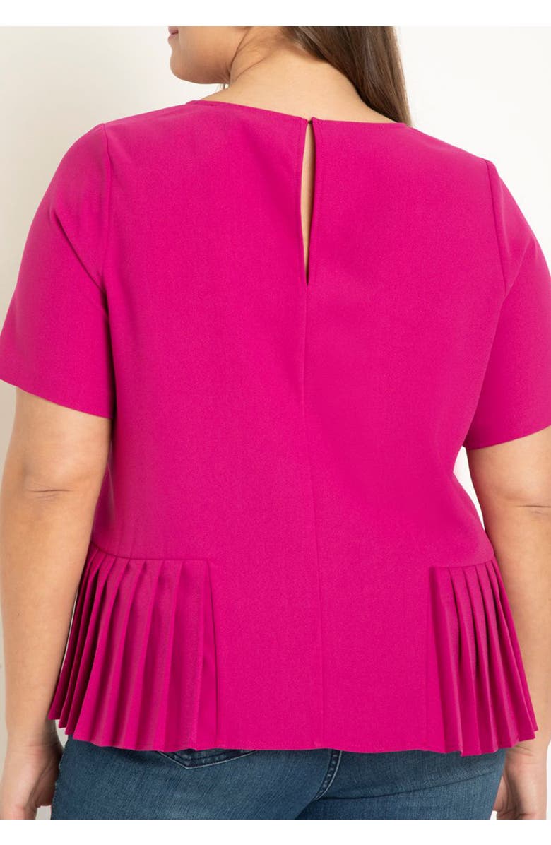 ELOQUII Pleated Hem Top, Alternate, color, Festival Fuchsia