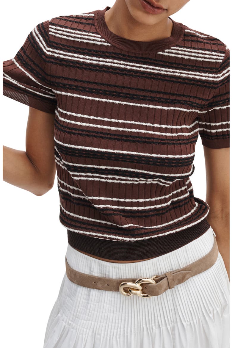 Karina Stripe Rib Sweater, Alternate, color, MAHOGANY