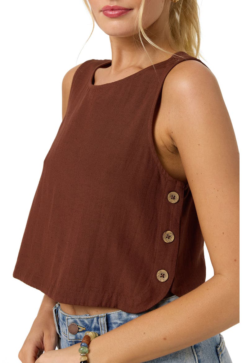 Sanders Side Button Crop Tank, Alternate, color, COCONUT BROWN