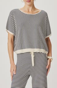 Splendid Christa Stripe Short Sleeve Sweater
