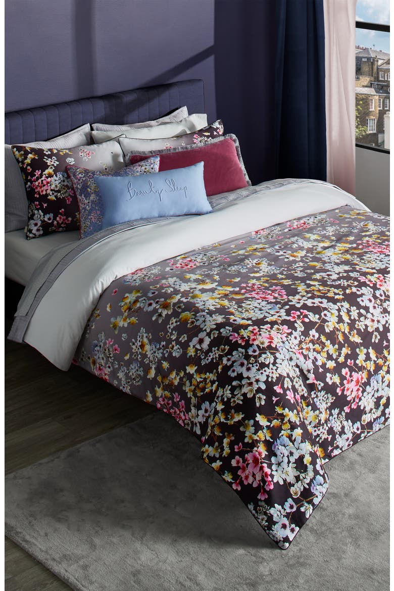 Jasmine Duvet Cover & Sham Set, Main, color, BLACK