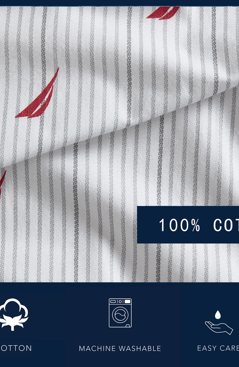 Nautica Audley Stripe Sheet Set, Alternate, color, Red/ Grey