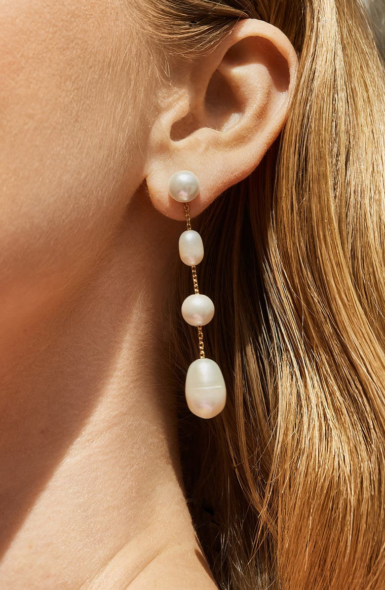 BaubleBar Francesca Freshwater Pearl Drop Earrings, Alternate, color, 