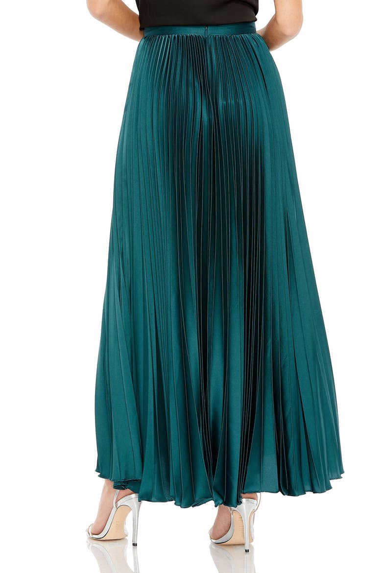 Long Pleated Satin Evening Skirt, Alternate, color, Peacock