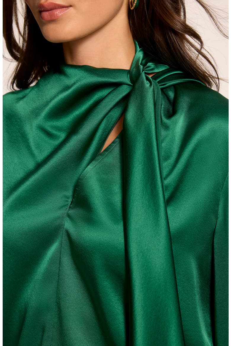 Harry Silk Blend Tie Detail Top, Alternate, color, DEEP EMERALD