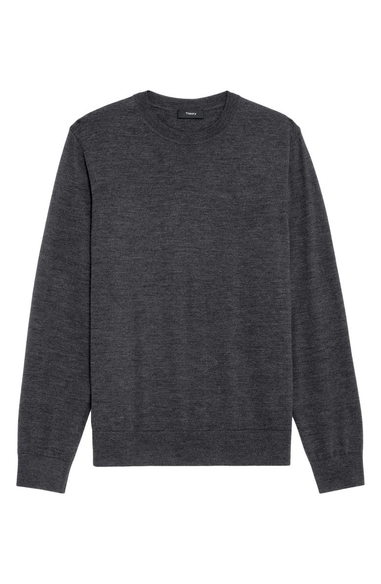 Theory Regal Wool Crewneck Sweater, Alternate, color, Dark Grey Melange