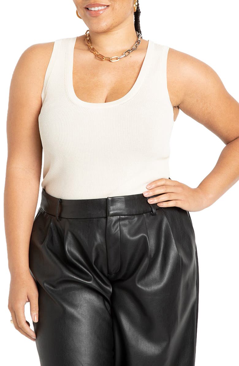 ELOQUII Scoop Neck Rib Tank, Main, color, 