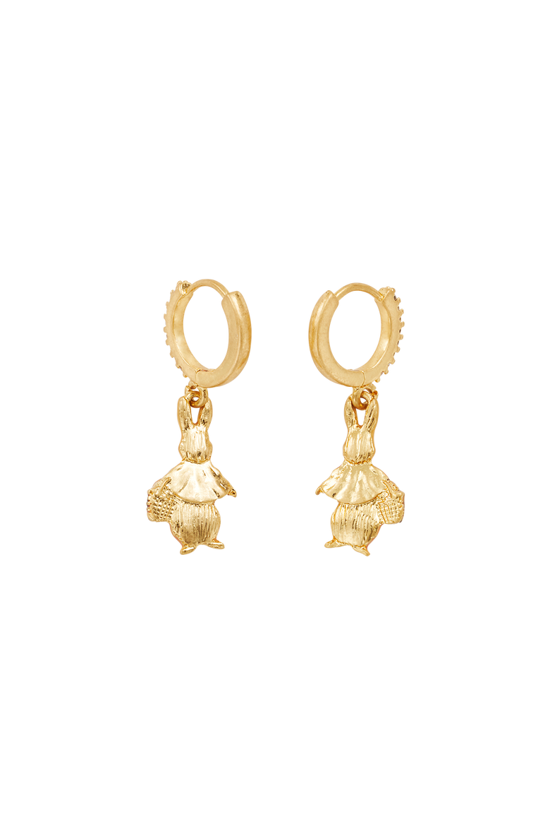 x Peter Rabbit Cotton-tail Earrings, Alternate, color, Gold