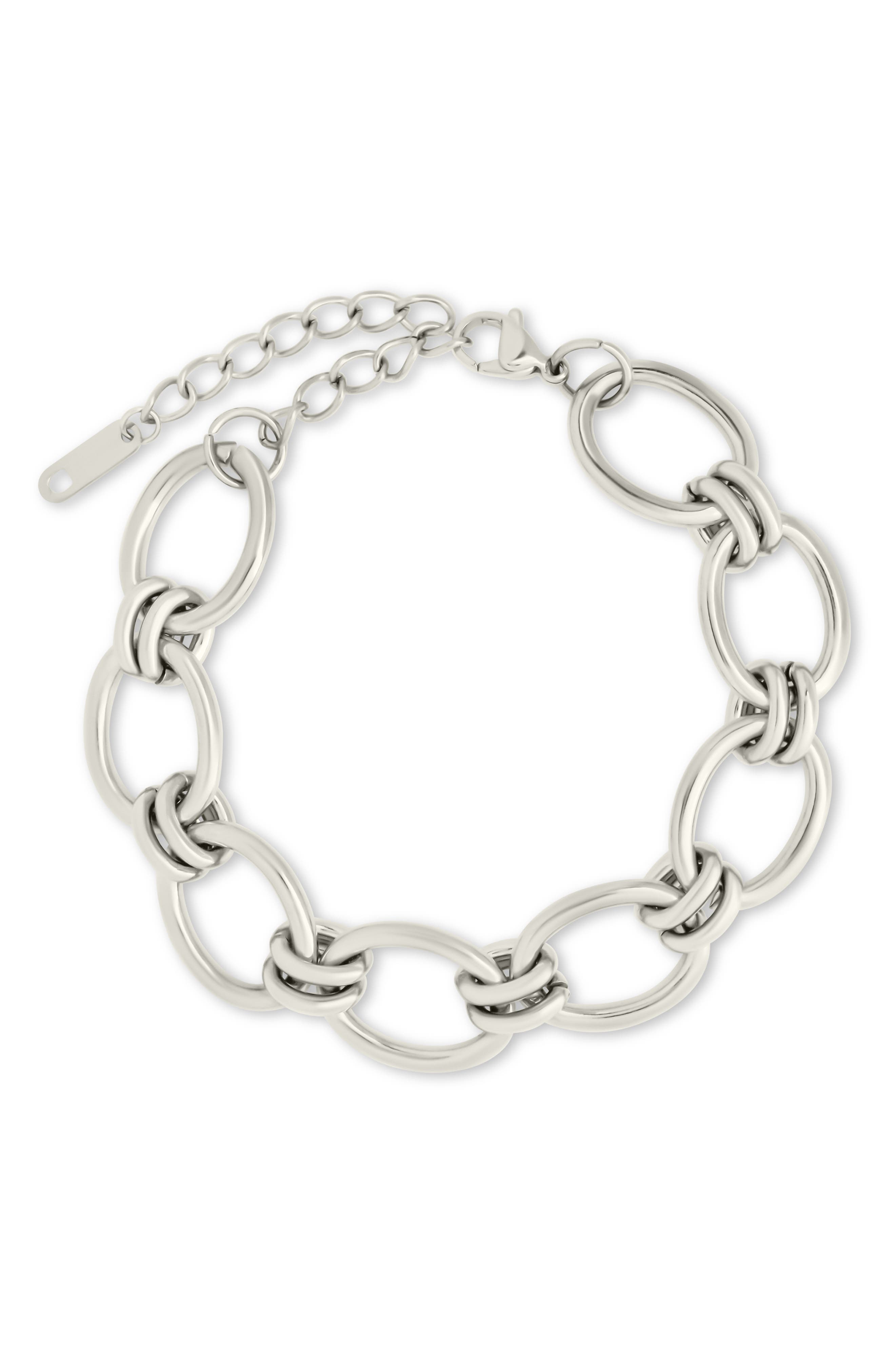 Sterling Forever Celia Oval Chain Link Bracelet