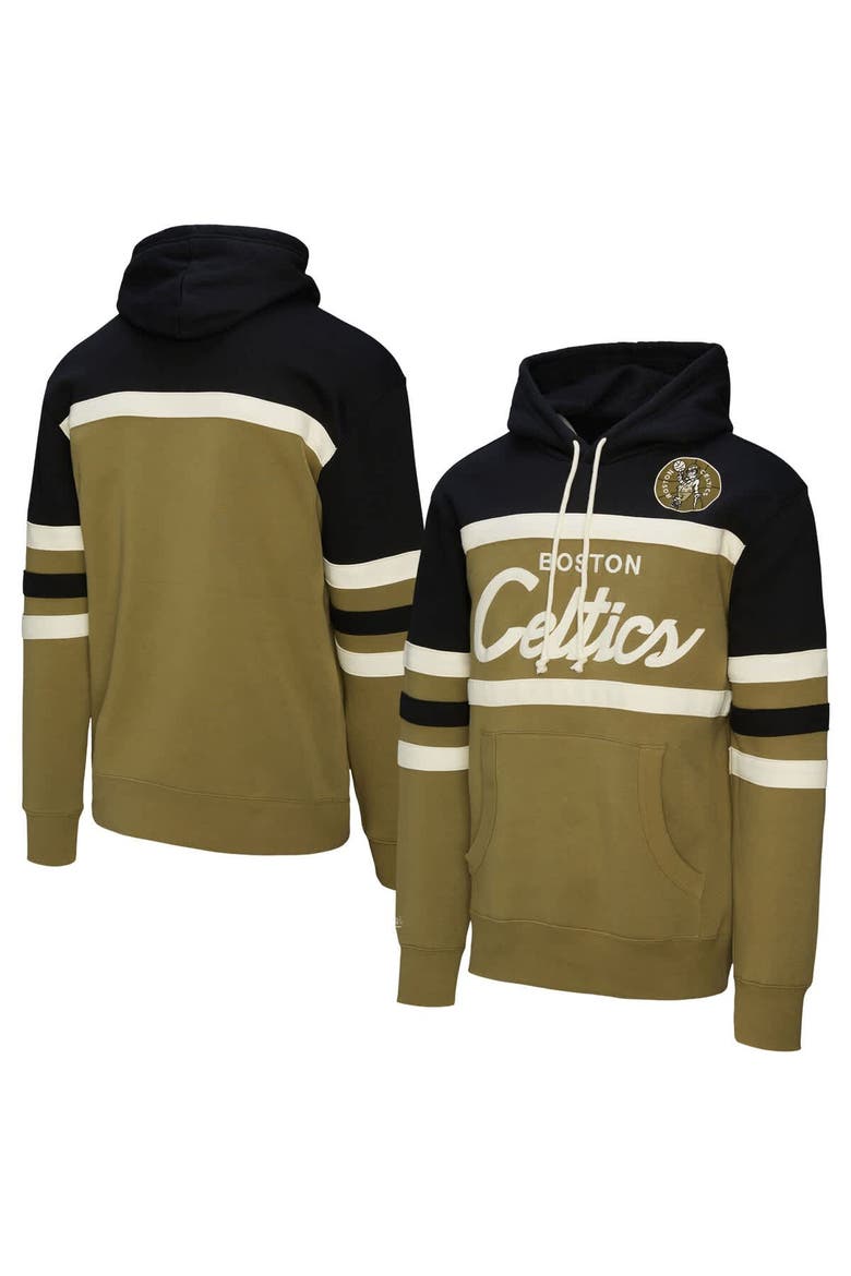 Men's Mitchell & Ness Olive Boston Celtics Double Clutch Head Coach Hoodie, Main, color, Olive