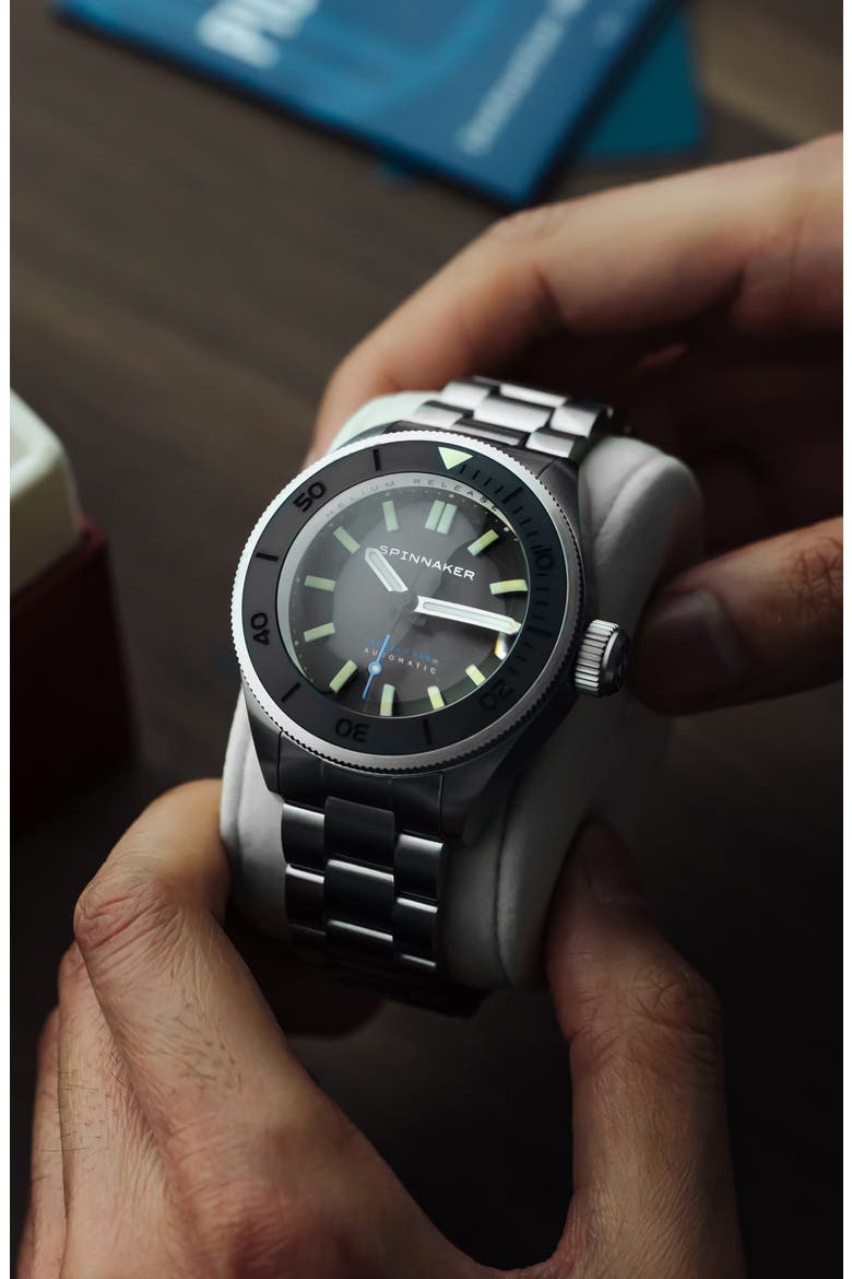 Piccard Automatic Bracelet Watch, 45mm, Alternate, color, BLACK
