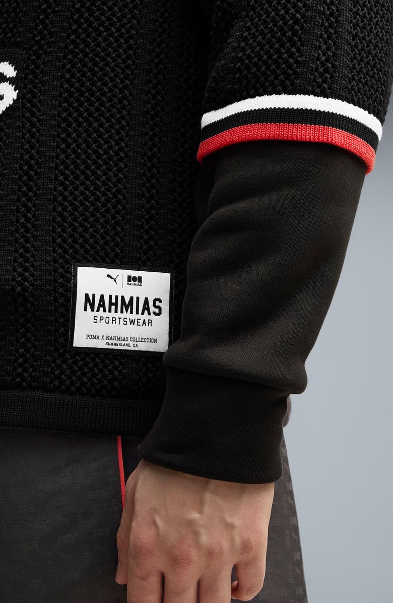 PUMA x NAHMIAS Oversize Knit Soccer Jersey, Alternate, color, Puma Black