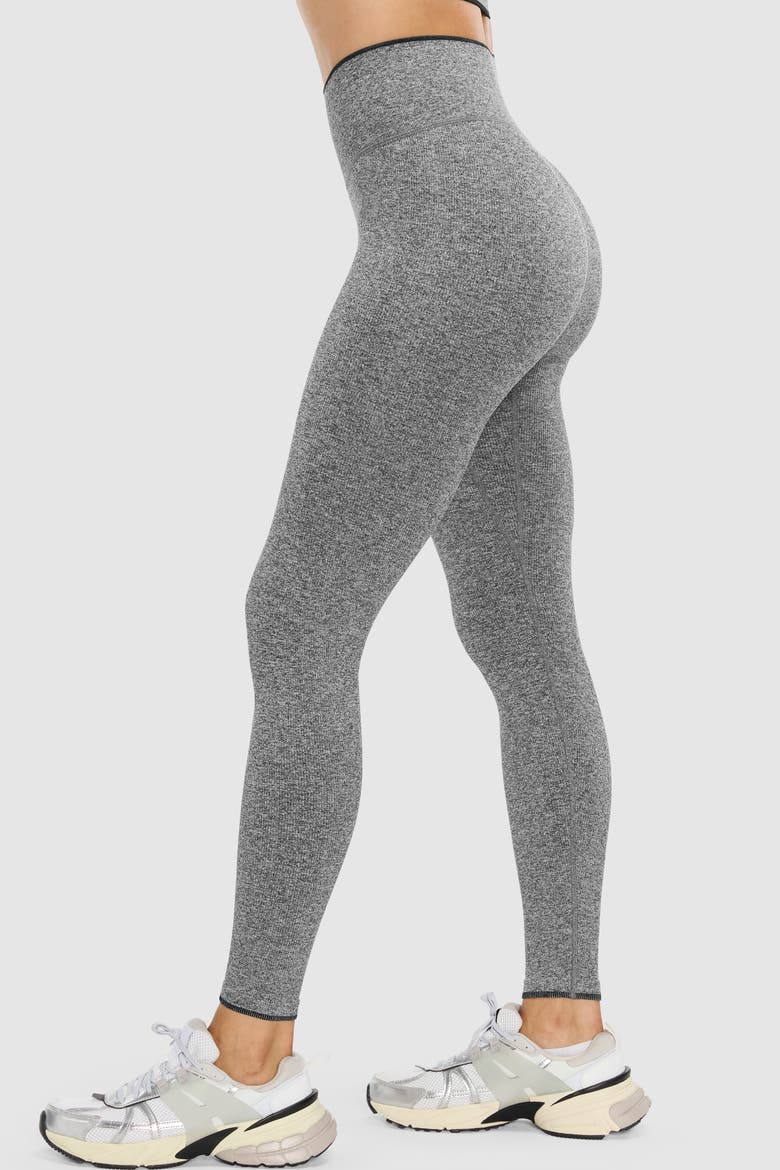 Melange Micro Rib Seamless Legging, Alternate, color, Black