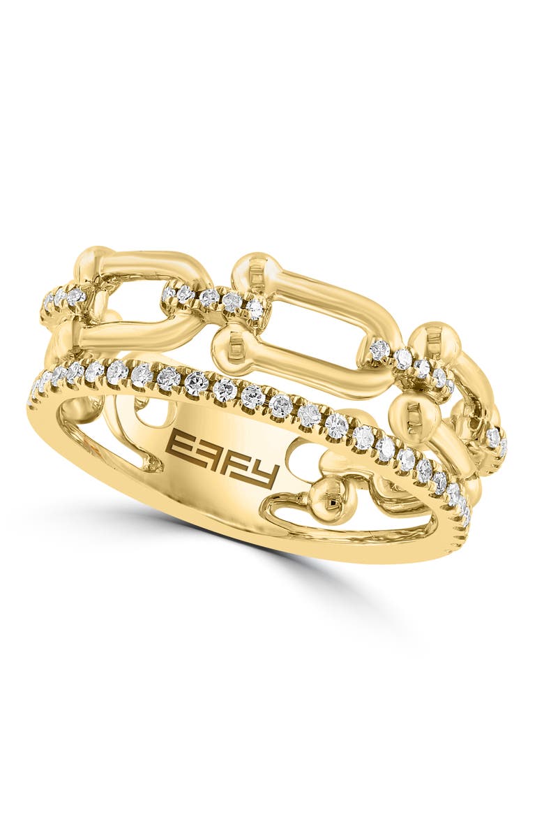 14K Yellow Gold Diamond Paperclip Link Ring, Main, color, 14K Gold