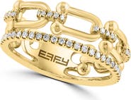 EFFY 14K Yellow Gold Diamond Paperclip Link Ring