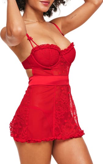 Underwire Lace Babydoll & G-String Set