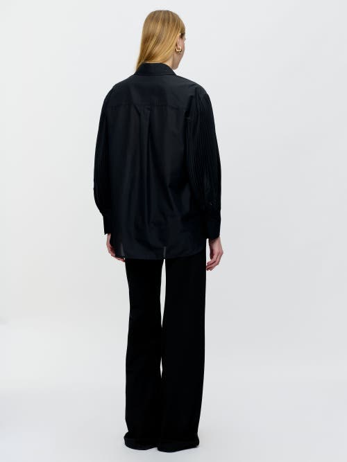Callas Milano Viola Pleated Sleeve Shirt Black