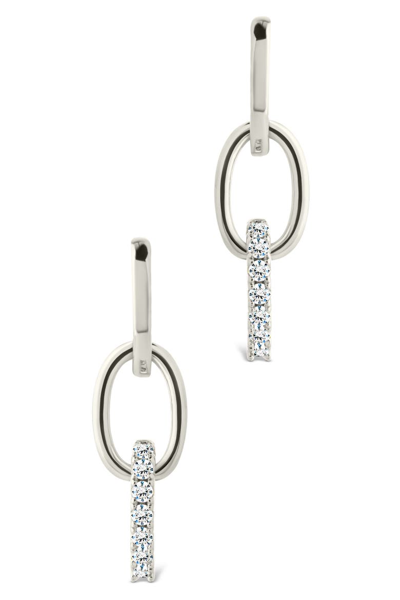 Briony Cubic Zirconia Interlocking Circle Drop Earrings, Alternate, color, SILVER